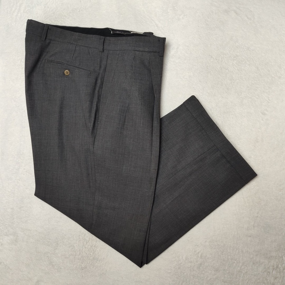 Ermenegildo‎ Zegna Pants Men 36x27 Gray Double Pleated Wool Dress Suit Slacks